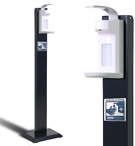 SWAVGO - Hygienestation mit Desinfektionsspender - Desinfektionssäule mit Sensor oder Manual - Desinfektionsstation für Innen & Außen (Manual 500ml mit Tropfschale)