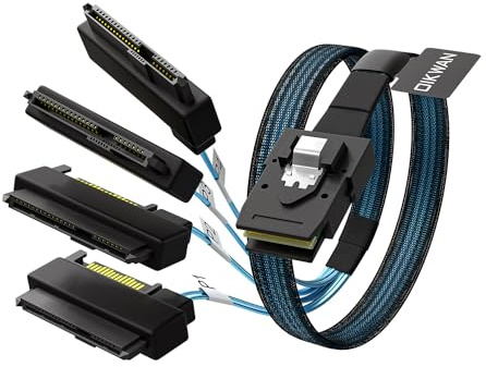 OIKWAN Mini-SAS Cable: 1M SFF-8087 to SFF-8482 Connector 4X 29Pin with SATA Power Adapter (3.3FT)