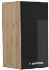 Vicco Hängeschrank R-Line, Schwarz Hochglanz, 30 cm | 1 Tür · 1 Einlegeboden · Tiefe – 31 cm · ✓ Frei kombinierbar · ✓ Praktischer Stauraum