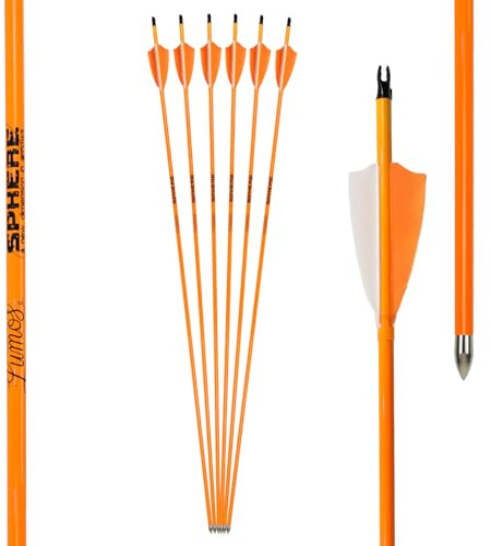 Sphere 6 Stück Carbonpfeile 30 Zolll 32 Zoll Jagdpfeile Leuchtpfeile Bogenpfeil mit Pfeilspitze für Recurvebogen Compoundbogen Pfeile für Anfänger und Profis Neon Gelb und Orange