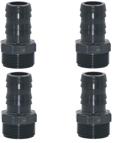 HAF 4X PVC Druckschlauchtülle mit 38mm x 1 1/2 | Schlauchtülle x Außengewinde | Schlauchverbinder aus grauem PVC-U | PN16 für Poolfitting, Pool, Schwimmbad, Poolverrohrung, Druckleitung