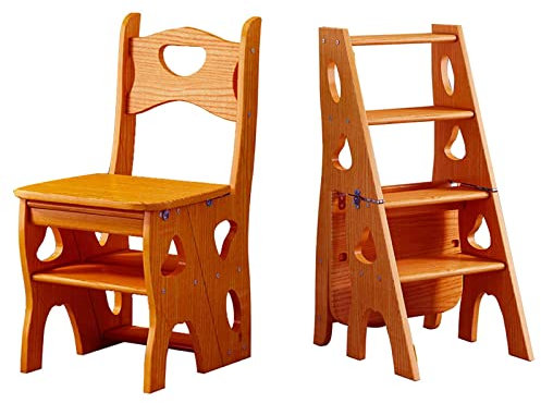 Wooden Folding Library Ladder Chair,Lightweight Portable Ladder Shelf,Multifunctional Step Stool,4 Step Stepladders Display Stand