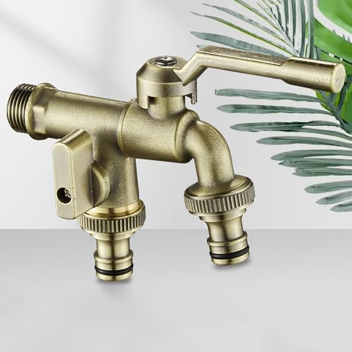 SXWYLZ Robinet Extérieur Double Sortie Jardin 1/2 À Eau Froide Applique Antigel en Bronze