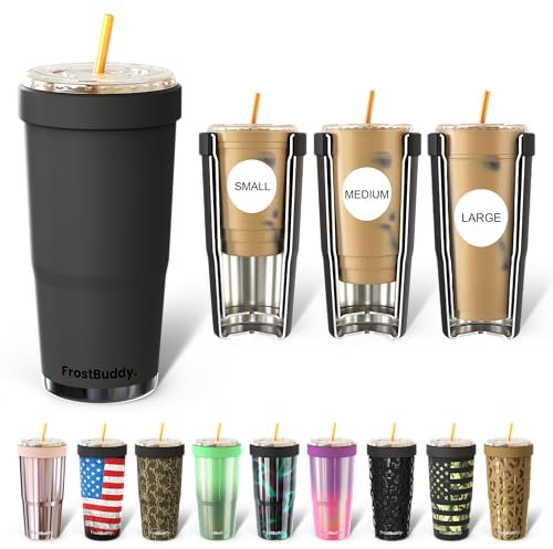 Frost Buddy Togo Buddy 30 oz Stainless Steel Vacuum Insulated Tumbler To Go Coffee Cup – Iced Coffee Cups, Iced Coffee Sleeve, Travel Mug, Thermal Cup for Hot & Cold Drinks, Dunkin Cup (Dark Night)