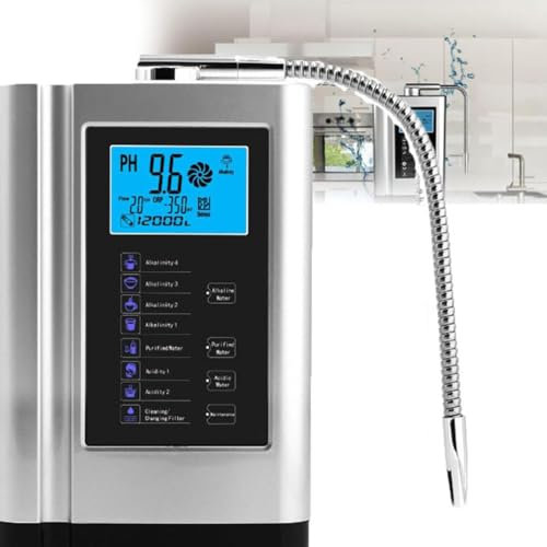 Máquina ionizadora de agua alcalina Generador de hidrógeno Purificador de filtro de agua para el hogar para agua alcalina ácida PH3.5-10.5,Silver