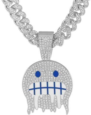 GuoShuang Cuban Link Chain for Men Women with Pendant,miami Ice Out Diamond Cuban Link Necklace Hip Hop Jewelry, 20 inch, Metal, No Gemstone