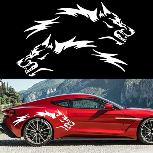 TOMALL 127,7 cm großer Wolf-Auto-Aufkleber für Karosserie, Seitenaufkleber, Auto-Wolf-Grafik, Rennsport, Sportstreifen, Aufkleber für SUV, Geländewagen, Motorhaube, Kofferraum, universal, wasserdicht,