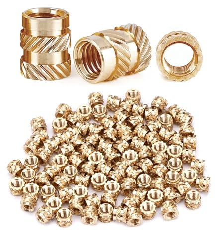 100 Stück Messing Einpressmuttern Gerändeltes, M3 Messing Threaded Insert, Innengewinde Einpressmutter Einsätze, Messingmuttern Gewindeeinsatz für in 3D Druckkomponenten und Kunststoffteile(3X4X5MM)
