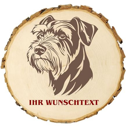 KIWISTAR UG - 14-16 cm Baumscheibe - Sealyham Terrier - Hund - personalisiertes Geschenk individuell selbst gestalten - Name - Holzscheibe mit Wunschtext - Naturholz - Geschenk - Türschild