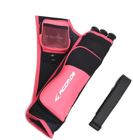 Pfeil-Halter Pfeilpot Tri-Fass Köcher Aufhängbar Hüfttasche Quiver für Compound-Bogen Recurve-Bogen Bogenschießen (Right Hand Pink)