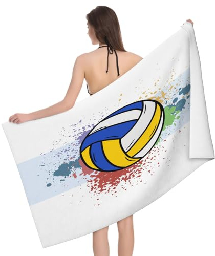 Leichong Mikrofaser Strandtuch Jungen-Volleyball 180x90 cm, 3D Cartoons Badetuch für Erwachsene Weiches Leicht Handtuch Schnelltrocknend Sandfreies Strandhandtuch