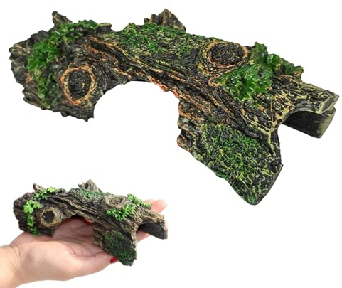 Gotetiso Aquarium Dekorationen Höhle Harz Deko Aquarium Deko Baumstamm Höhle Garnelen Versteck Höhle Aquarienzubehör Aqua Ornaments für Kleine Garnele Fisch Reptilienversteck Schwimmhabitat