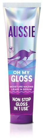 Aussie Oh My Gloss Moisture-Mazing Leave-In Treatment Lightweight Serum 160ml, Moisture & Shine Booster for Dull Hair. With Jojoba, Safflower & Australian Macadamia Nut Oils. Vegan & Cruelty-Free