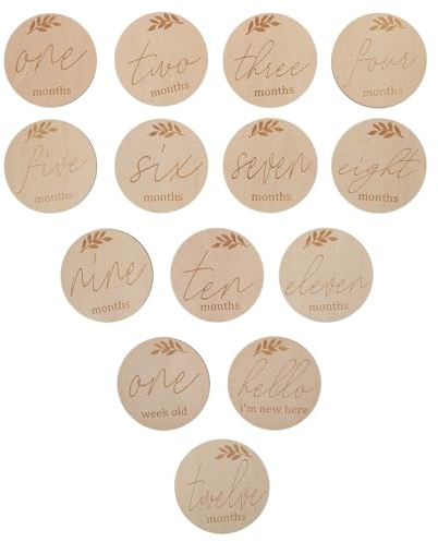 Cartes Mensuelles pour Bébé en Bois, 14 Pièces, Annonce de Naissance | Cartes D’étape Photo et Souvenir, Décoration de Jalon, Usage Baby Shower et Photos Mémorielles