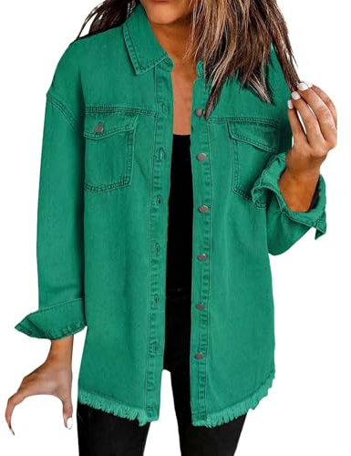 Veste chemise en jean délavé pour femme – Surchemise tendance décontractée, légère et polyvalente pour les tenues quotidiennes