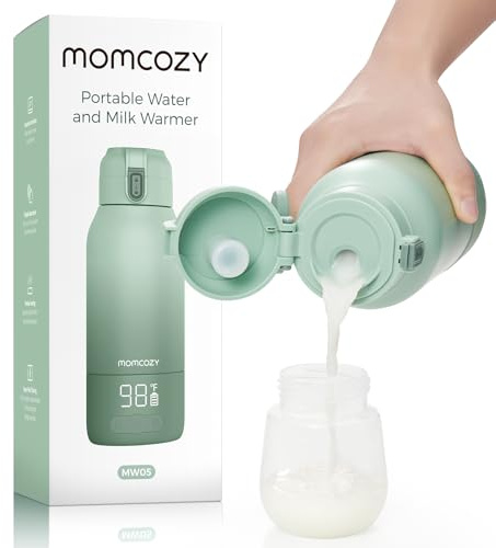 Momcozy Portable Milk Warmer for Travel – Dual Heating Modes for Breast Milk & Water, Portable Bottle Warmer with Fast Heating & Long Battery Life, 17 Ounces Large Capacity to Meet Your All-Day Needs
