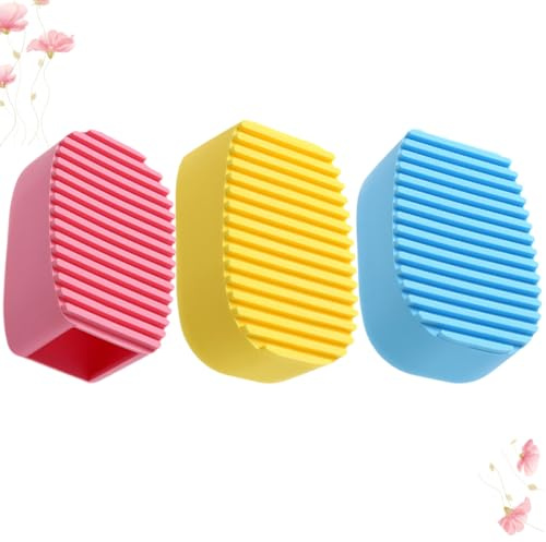 FOMIYES Brosse à Laver Les Vêtements Silicone Lot De 3 Mini Planches à Laver Épaisses Couleur Bonbon Rose Bleu Jaune Brosse à Récurer Pour Lavage Mains Entretien Linge