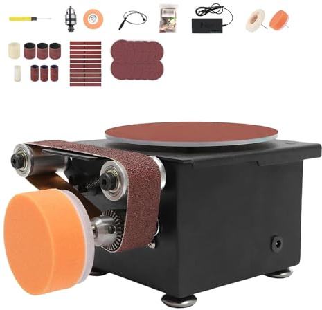 Mini Belt Disc Sander - Adjustable Speed Benchtop Machine for Metal, Wood, Steel, Iron Finishing