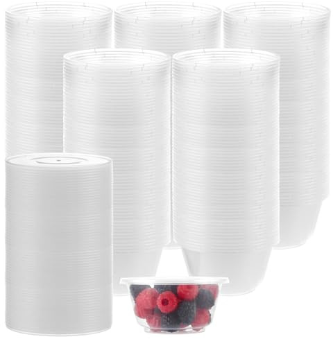 MIVIDE Pots à Sauce en Plastique avec Couvercle 450ml, 100 Pièces | Boîte à Sauce Transparente, Boite Plastique Alimentaire avec Couvercle Reutilisable Pour Salades, Condiments