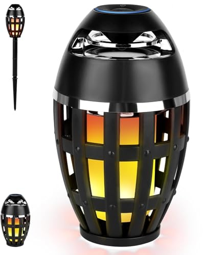 2 Pack Outdoor Indoor Bluetooth Speakers, Portable LED Flame Bluetooth Speaker Waterproof with Torch for Patio Porch Garden Home Backyard Decor, Valentine's Day Gift for Men Women Couple Dad Boyfriend