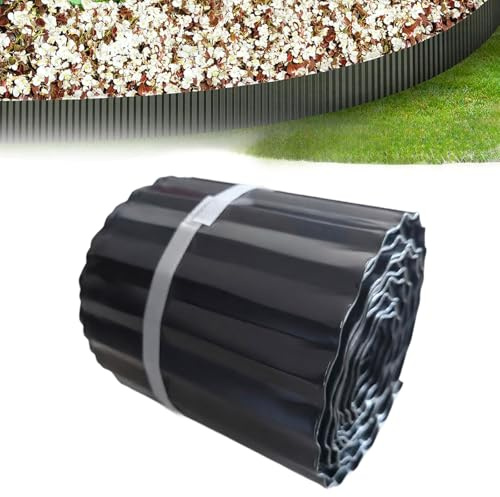 NOBBAT Bordure de Jardin en Acier Corten, Bordure de Massif en métal galvanisé, Facile à Installer, barrière Anti-Racines pour massifs ou Bordure de Tonte(Noir,30cmx6m)