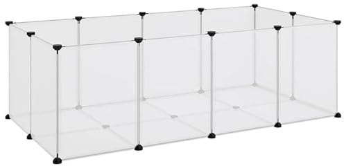 Kleintierkäfig transparent 144x74x46,5 cm - Großer Käfig aus PP und Stahl für Kleintiere wie Kaninchen & Meerschweinchen - Robust & langlebig für Innen- und Außenbereich