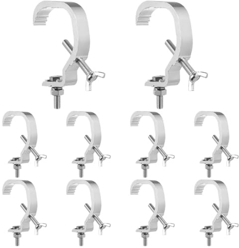 for Dj Lighting Bar Lights Spot Lights, 1.18-2 Inches C Clamp, 10 Packs Stage Lights Clamps, 55 Load Capacity, Fit 30-50 Mm Od Tubes, Dance Stage Lighting C Fixtures