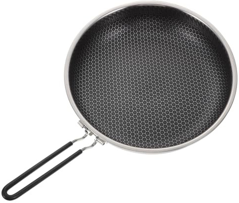 IMIKEYA 1pezzi Padella Acciaio Inossidabile Rivestimento Nido d Ape Design Antiaderente per Riscaldamento Uniforme per Cucinare Bistecca Uova e Verdure