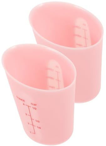 BAZEITFLOW 2 pezzi Tazze Misurazione Silicone Spesso con Doppia Scala Contenitore Graduato Liquidi Resistente e Flessibile per Cucina e Preparazioni Dolci Misura Liquidi e Solidi Rosa