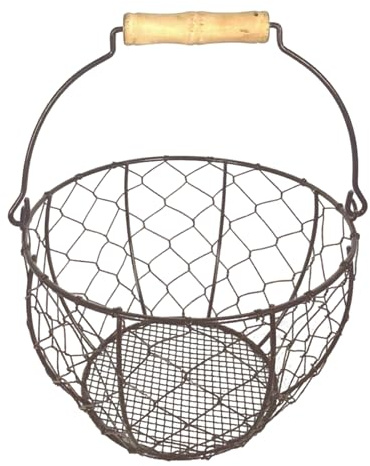 Dreuhuing Cestino Portauova Da Bancone | Organizzatore Per Conservazione In Filo Di Ferro Con Manico,Griglia Portauova Organizzatore Per Piano Cucina,Per Raccolta Trasporto Frutta Verdura Decor Casa