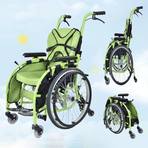 PA-DABAOO Fauteuil Roulant Pliable Et Léger Pour Enfants, En Alliage D'aluminium, Adapté Aux Personnes Atteintes De Paralysie Cérébrale Ou De Fractures, Ergonomique