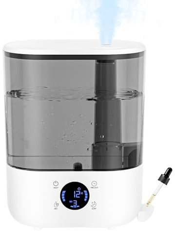 Luftfuktare för sovrum 5,5 l, GuKKK luftfuktare baby toppfyll luftfuktare för sovrum kontor, barn och växter, BPA-fri fri, automatisk avstängning, ultraljud 28dB tyst