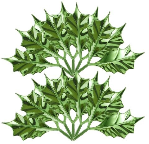 PRETYZOOM 50pezzi Agrifoglio Verde Artificiale per Decorazioni Natalizie di Foglie di Agrifoglio per Ghirlande di Natale Decorazioni di Foglie per Alberi di Natale