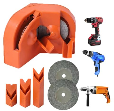 Affilacoltelli per trapano: Utensile Di Affilatura Versatile Per Tutti I Tipi Di Trapano, Mole Abrasive Incluse Per Acciaio Indurito E Metalli | Officina Fai Da Te Di Precisione