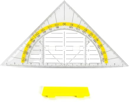 Geo Dreieck Klein Mit Abnehmbarem Griff Transparentes Geometriedreieck Aus PS Kunststoff 9cm Und 14cm Seiten Mit Gelber Skala Winkelmesser Für Schule Büro