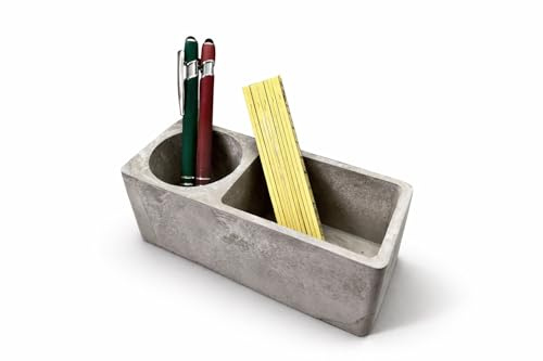 PP Pink Peachy Beton Organizer mit zwei Fächern – Minimalistischer Pinselhalter & Schreibtisch‑Organizer – Handmade Design