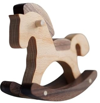 Schaukelpferd Deko Für Den Schreibtisch - Sammlerstück Miniaturmodell Deko | Kleines Holz Schaukelpferd Spielzeug - Für Wohnzimmer Kinderzimmer Büro Bücherregal Fensterbank Nachttisch Puppenstube