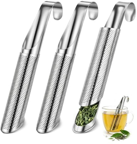 3PCS Tea Strainer for Loose Leaf Tea, Stainless Steel Tea Infusers, Filter Mesh with Long-Handle Tea Diffuers for Herbs, Seasonings, Spices, for Single Cup Brewer, Mugs, Gifts for Mother Father