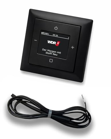 Busch Jäger DAB+ (DAB PLUS) Unterputz Radio 8215U-101 Balance Si schwarz matt -915, Komplett-Set 8215 U – 101, Rahmen und Radioabdeckung inkl. 0,9 Meter EBROM Wurfantenne zur Empfangsoptimierung