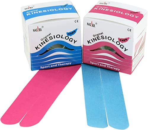 Nasara Original Kinesiologisches Physio Sport Tape: Sparset mit 2 Tapes in türkis und pink inklusive Quick Strips für Sport und Medizin, Rollengröße 5cm x 5m | Physio- und Sporttape in Türkis und Pink, ideal für Training, Therapie, Regeneration und Alltag