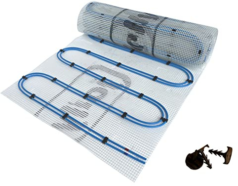 Dünnbett Warmwasser Fußbodenheizung HoWaTech Duo Komplett Set 2,5-20m² Doppelrohr Heizmatte 80 W/m² inkl. Anschlussverteiler und Montagematerial, Heizfläche:20.00m²