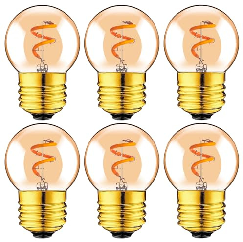 Genixgreen Ampoule LED E27 G40 Mini Globe LED 1 W, Lampe à Filament LED | Remplace les Ampoules à Incandescence Edison 10 W, Ampoule Vintage 2200 K pour Lustres, Non Dimmable, 100LM, Lot de 6