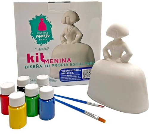 Figura de Menina en escayola – Crea tu propia escultura con set de pinceles, pinturas y un tutorial exclusivo del artista Antonio Azzato para una obra única.