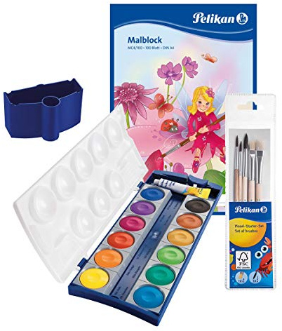Pelikan 720250 Deckfarbkasten K12, 12 Farben & 1 Tube Deckweiß (1 Komplett-Set)