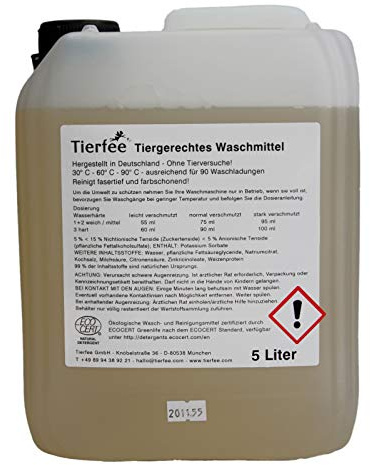 Tierfee Ökologisches Waschmittel - 5 Liter - ohne Reizstoffe, komplett Vegan