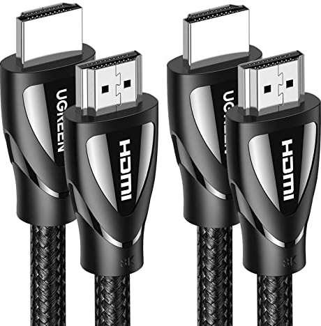 UGREEN Lot de 2 8K Câble HDMI 2.1 8K 60Hz 4K 120Hz Haute Vitesse 48 Gbps 3M | Supporte 3D Retour Audio eARC Dynamique HDR 10 Dolby Vision HDCP Compatible avec PS5 PS4 HDTV Moniteur Projecteur Laptop