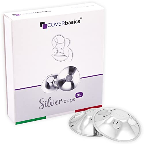COVERbasics Coupelle Argent Allaitement (SilverCups) Coque d’Allaitement en Argent pour Protection des Mamelons - Dispositif Médical testé dermatologiquement (XL)