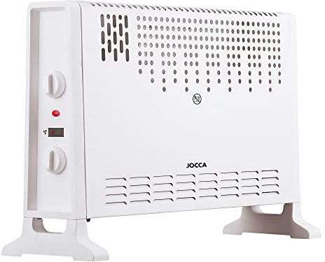 Jocca Convector/Radiador Eléctrico/Calefactor | Termostato 3 potencias 750,1250,2000W, Calor uniforme, Opción de ventilador, Función turbo, Piloto luminoso de funcionamiento (Blanco)