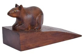 Türstopper aus Holz, handgeschnitzt, Keil-Türstopper, dekorativ und als Geschenk (Mausform)