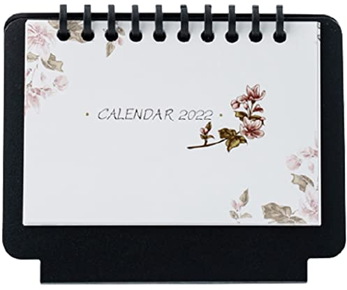 YMXWFC 2022 Tischkalender Einfacher Schreibtischkalender 2022 mit dreieckig Stabiler Basis, stehender Flip-Tischkalender mit dickem Papier, Snap-On-Spule, 5.3 x4.1 Desktop-Verzierung (Color : Black)